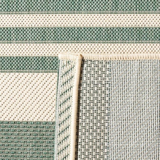 SAFAVIEH Courtyard Collection 2'7" x 5' Beige/Dark Green CY6062 Stripe Indoor/ - Image 4