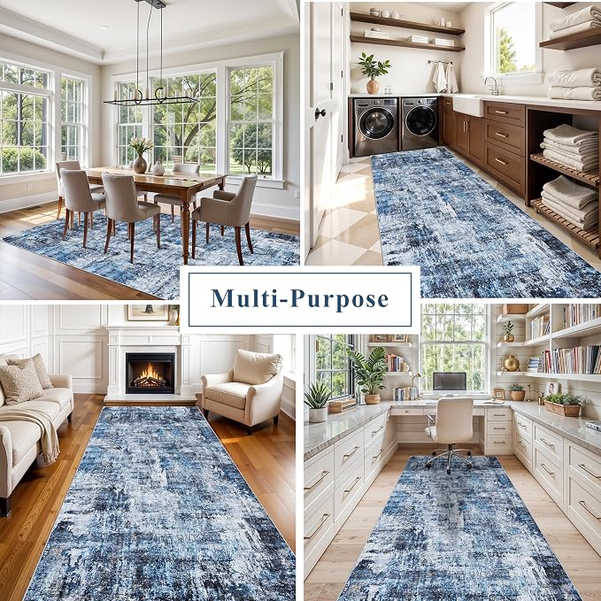 4x10 ft Extra Wide Hallway Rug – Non-Slip Washable Rubber-Backed Large Carpet - Image 4