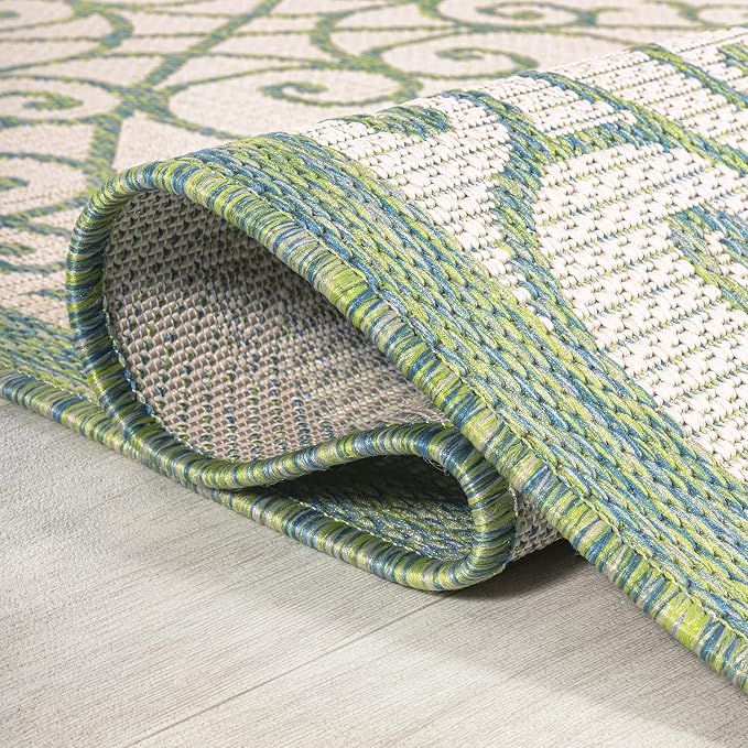 JONATHAN Y Vintage Filigree Indoor Outdoor Area Rug 3X5 Cream/Green, Madrid - Image 6