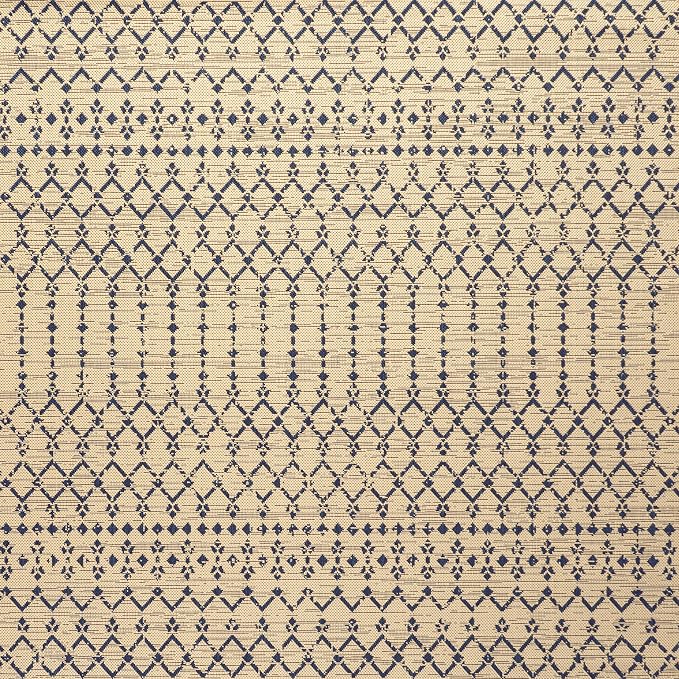 JONATHAN Y Moroccan Geometric Indoor Outdoor Square Area Rug 6X6 Beige/Navy - Image 8