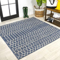 JONATHAN Y Moroccan Geometric Indoor Outdoor Square Area Rug 3X3 Navy/Beige by JONATHANY