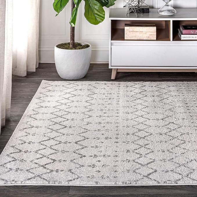 JONATHAN Y Boho Vintage Diamond Cream/Gray Indoor Area Rug 8X10 ft, Moroccan - Image 3