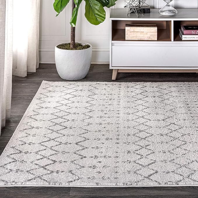 JONATHAN Y Boho Vintage Diamond Cream/Gray Indoor Area Rug 3X5 ft, Moroccan Hype - Image 3