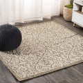 JONATHAN Y Vintage Filigree Indoor Outdoor Square Area Rug 9X9 Beige/Brown by JONATHANY