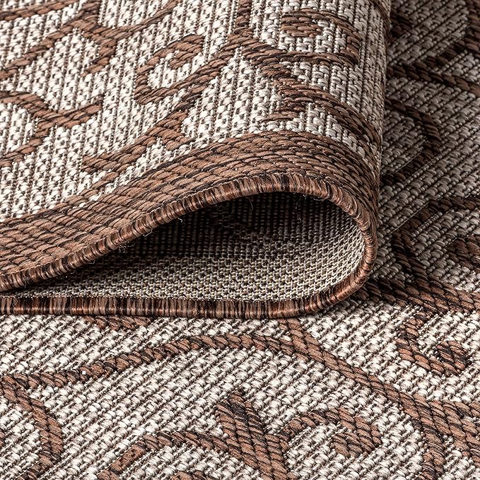 JONATHAN Y Vintage Filigree Indoor Outdoor Area Rug 4X6 Taupe/Espresso - Image 6
