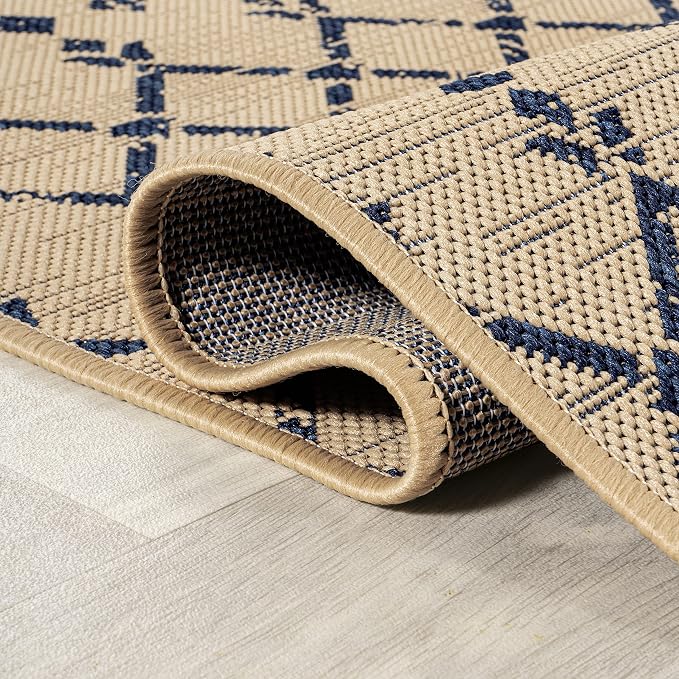 JONATHAN Y Moroccan Geometric Indoor Outdoor Area Rug 8X10 Beige/Navy, Ourika - Image 6