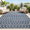 JONATHAN Y Moroccan Geometric Indoor Outdoor Area Rug 5X8 Navy/Beige, Ourika by JONATHANY