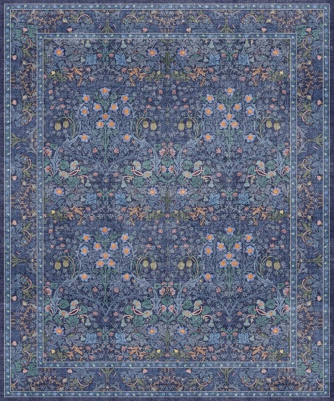 Washable Dark Blue Rug for Living Room - Image 3