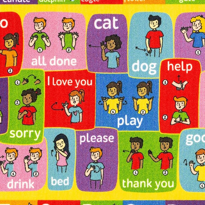 KC Cubs 5x7 ABC Alphabet ASL Sign Language Rug – Educational Non-Slip Carpet - Image 4