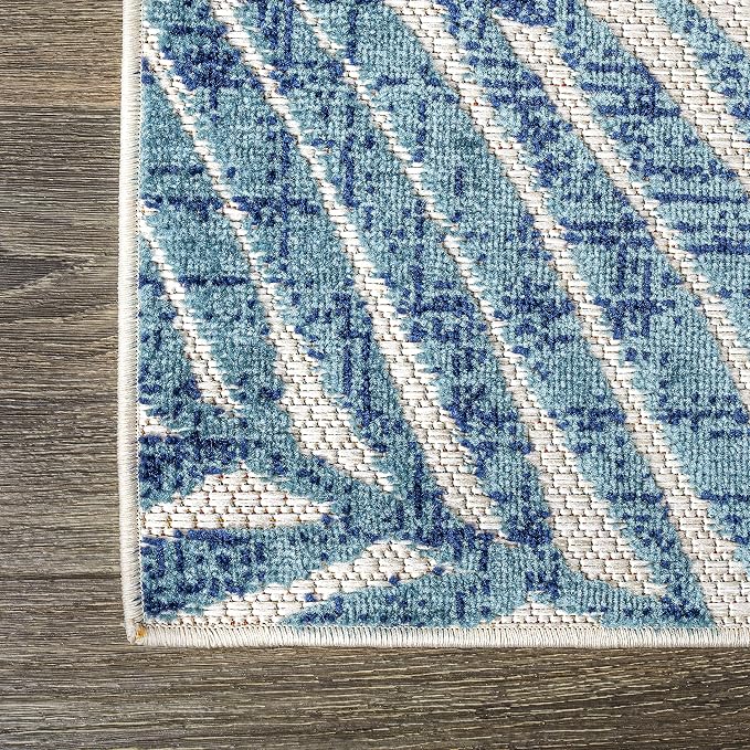 JONATHAN Y Tropics Palm Leaves Indoor Outdoor Square Area Rug 5X5 Cream/Orange - Image 7
