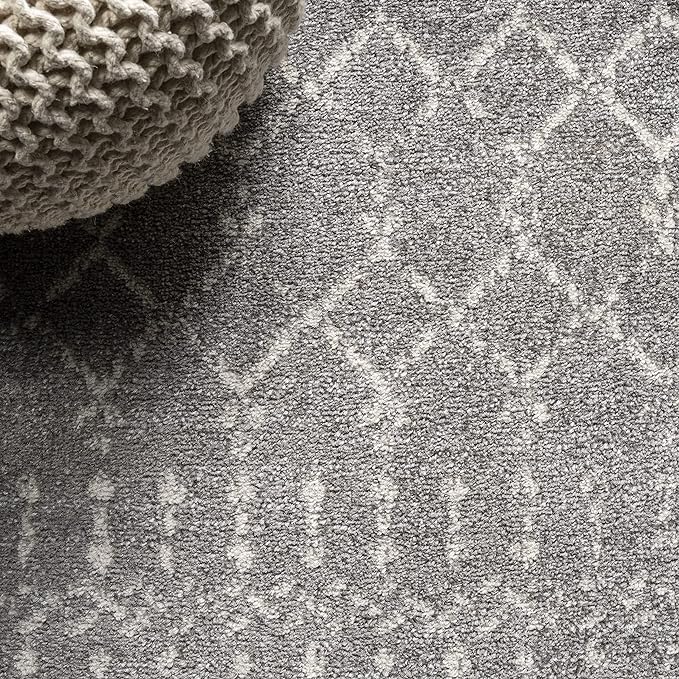 JONATHAN Y Boho Vintage Diamond Gray/Ivory Round Area Rug 9 ft, Moroccan Hype - Image 3