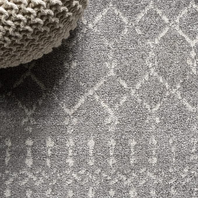JONATHAN Y Boho Vintage Diamond Gray/Ivory Square Area Rug 9X9 ft, Moroccan Hype - Image 3