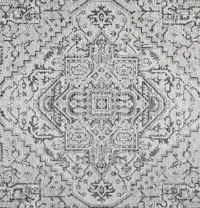 JONATHAN Y Boho Medallion Indoor Outdoor Square Area Rug 3X3 Black/Gray - Image 8